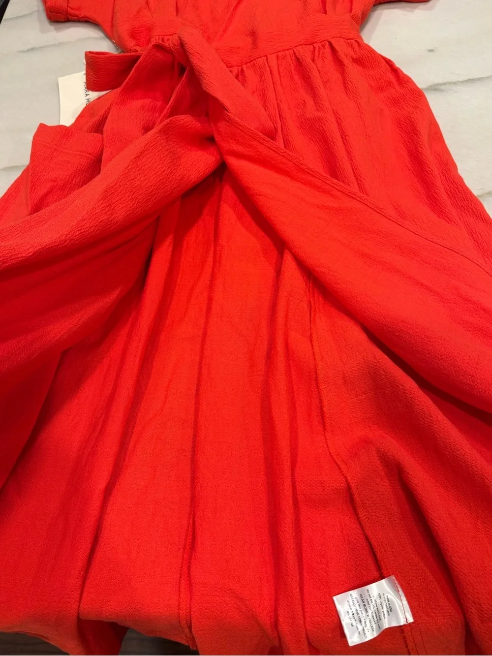 Mara Hoffman Dress Size Medium Red Ingrid Maxi Wrap Belted Made USA Organic - Picture 8 of 10